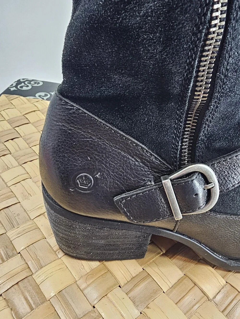 Born Black Tall Leather Boots Size 8